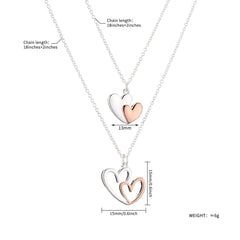 Mother Daughter Friendship Set Love Pendant Two Tone Necklace