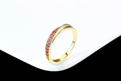 Korean version of the popular single row diamond jewelry micro inlaid zircon rose gold women's ring - FASHIONKULTUR