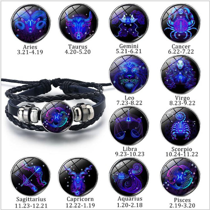 Zodiac Constellation Bracelet Braided Design Bracelet For Men Women Kids - FASHIONKULTUR