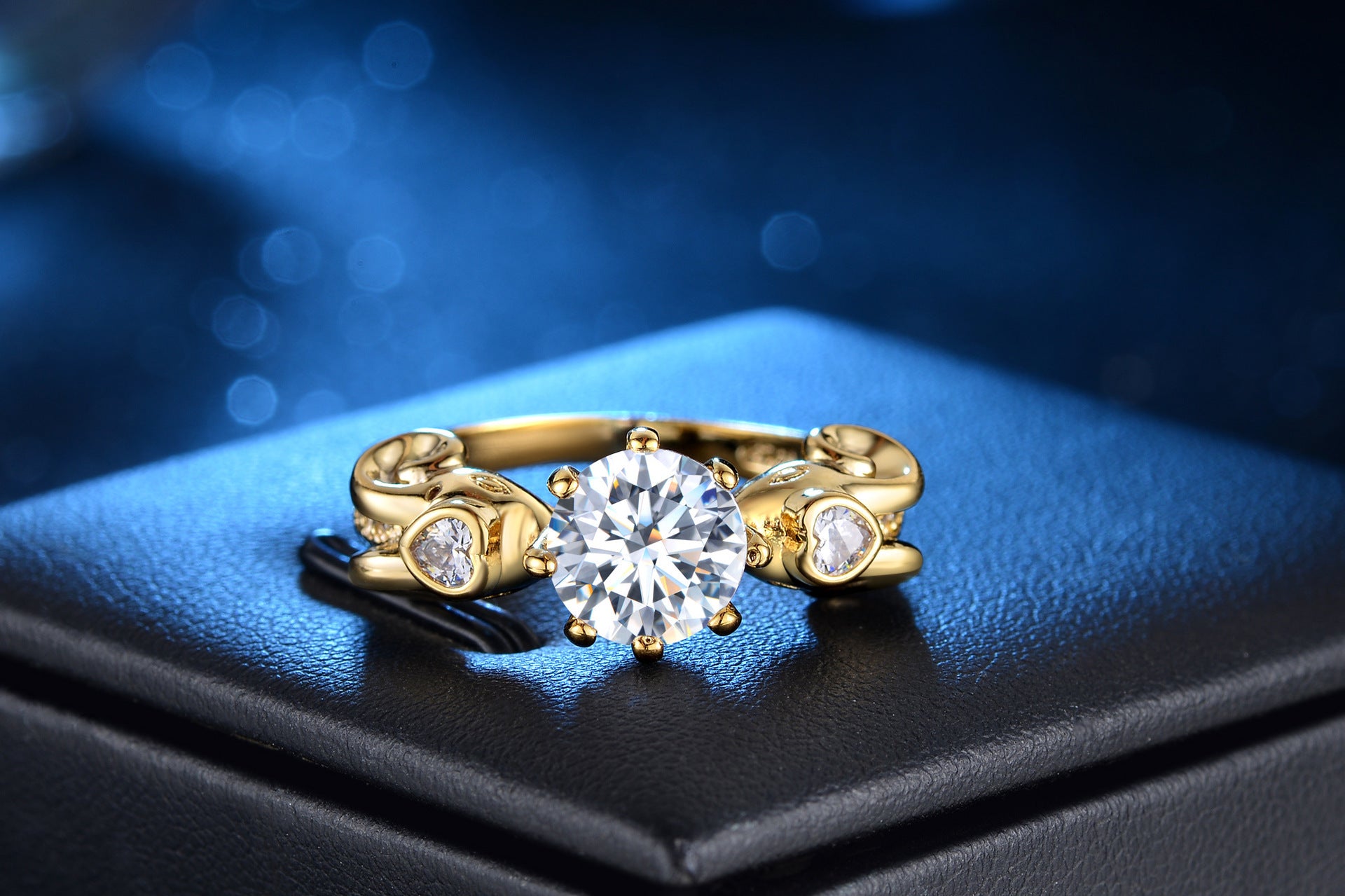 Gold-plated love curve ring female fashion zircon jewelry - FASHIONKULTUR