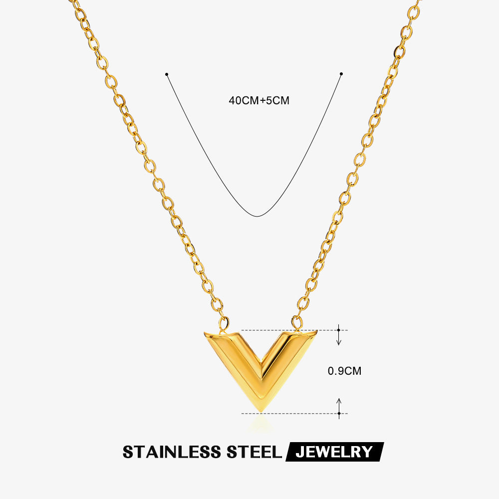 Gold-plated Stainless Steel V-shaped Jewelry Set - FASHIONKULTUR