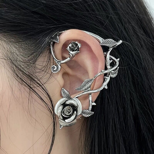 Metal Rose Earrings With Wrapped Ears - FASHIONKULTUR