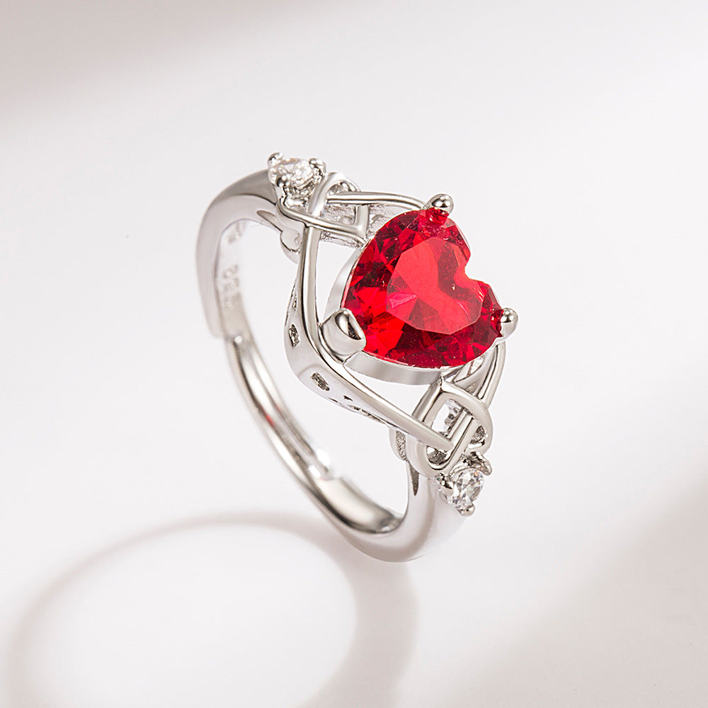 Heart-shaped Ruby Jewelry Suit - FASHIONKULTUR