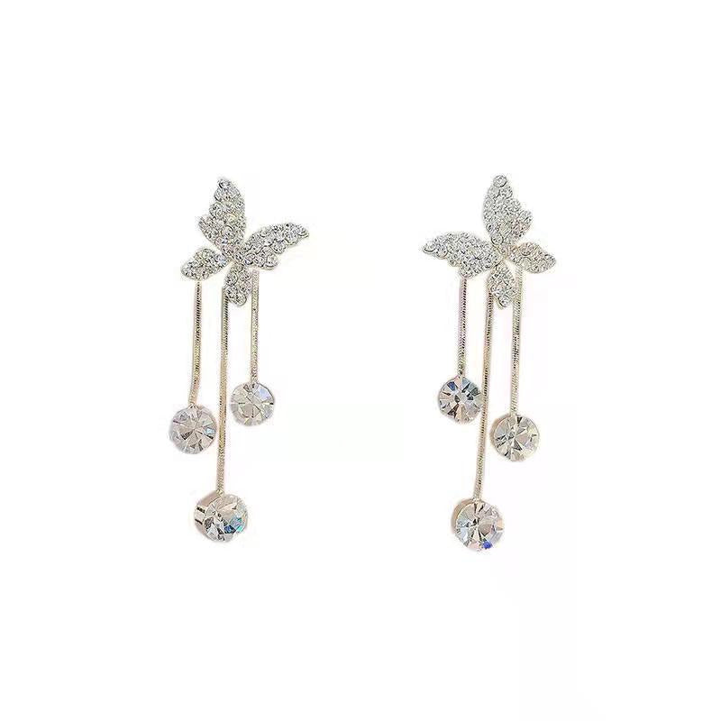 Fashion Jewelry Diamond-encrusted Butterfly Stud Earrings - FASHIONKULTUR