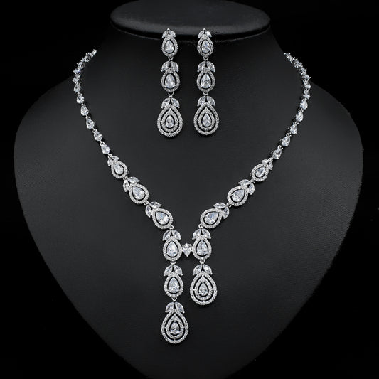 Jewelry Temperament Set Chain Ladies Earrings Necklace Two Piece