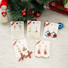 Foreign Trade Fashion Christmas Gingerbread Man Snowflake Earrings