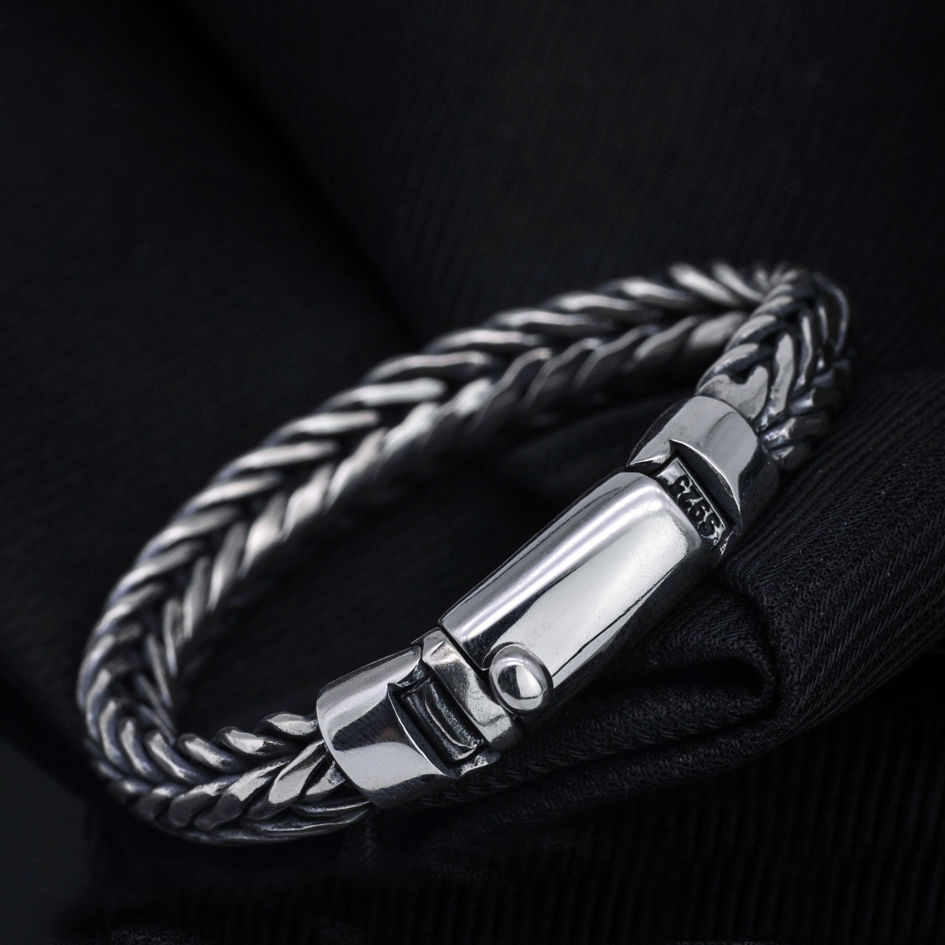 S925 Silver Handmade Woven Keel Bracelet For Men - FASHIONKULTUR