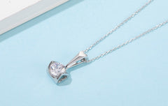 S925 Sterling Silver Inlaid Moissanite Stud Necklace Two Piece Set - FASHIONKULTUR