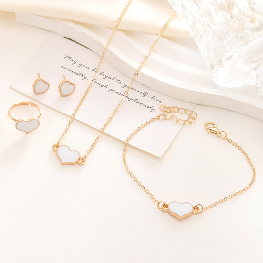 Simple Love Jewelry Women's Fashion Necklace Suit Heart Jewelry Set Gift For Her Fashion Party Jewelry