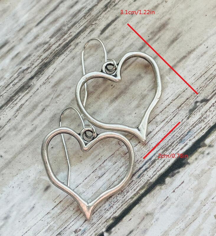 Love Heart-shaped Retro Distressed Coin Color Metal Alloy Earrings - FASHIONKULTUR