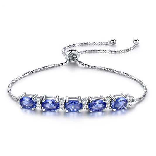 Bracelets For Women Gemstone Blue Topaz Adjustable Chain Link Bracelet Christmas Jewelry - FASHIONKULTUR