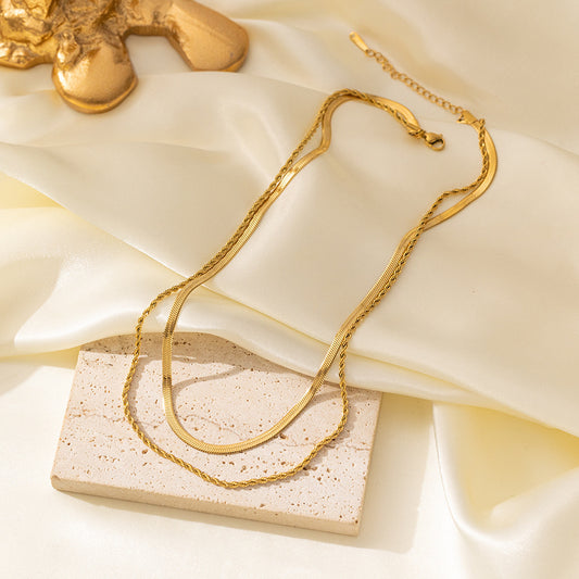 Simple Double-layer Twist Snake Bone Necklace For Women - FASHIONKULTUR