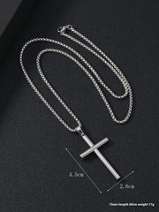 Round Large Beveled Cross Necklace Titanium Steel Men