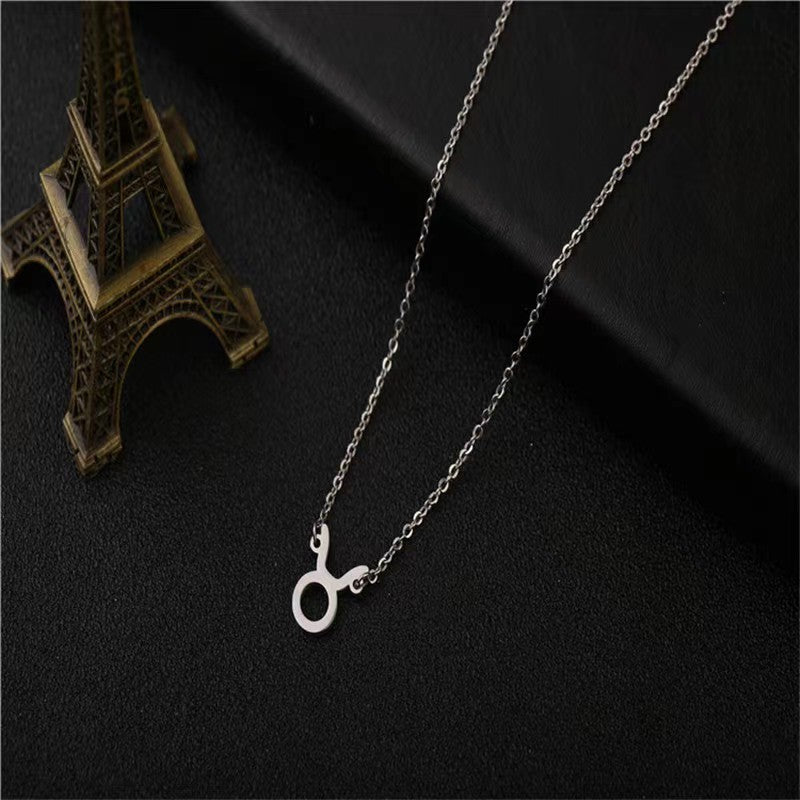 Twelve Constellation Pendant Necklace Simple Titanium Steel Clavicle Chain - FASHIONKULTUR