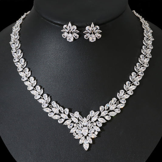 Bride Zircon Jewelry Necklace Earring Set