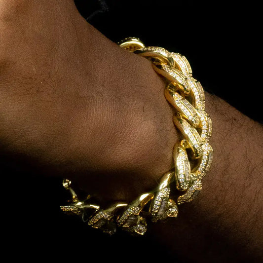 20mm Gold Plated Iced Cuban Link Bracelet - FASHIONKULTUR