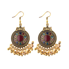 Gold Drop Oil Bohemian Ethnic Style Tassel Bead Earrings