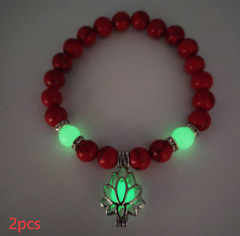 Energy Luminous Lotus Natural Stone Bracelet Yoga Healing Luminous Glow In The Dark Charm Beads Bracelet For Men Women Prayer Buddhism - FASHIONKULTUR