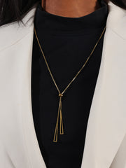 Triangle Geometry Adjustable Pull-out Necklace, Female Niche Design, Tassel Sweater Chain, Long, Trendy And Minimalist Style