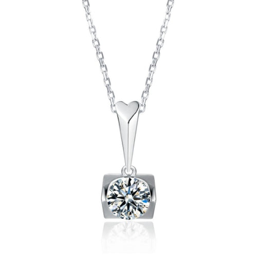 S925 Sterling Silver Inlaid Moissanite Stud Necklace Two Piece Set - FASHIONKULTUR