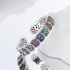 925 Sterling Silver Color Diamond Index Finger Ring Women's Retro Scale Design