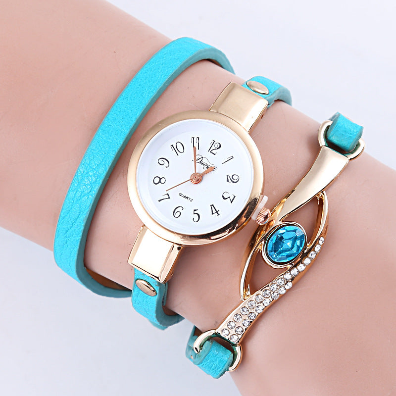 Blue crystal long bracelet watch quartz watch - FASHIONKULTUR