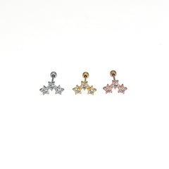 Stainless Steel Bow Pendant Zircon Stud Earrings Ear Bone Stud Piercing Ornament