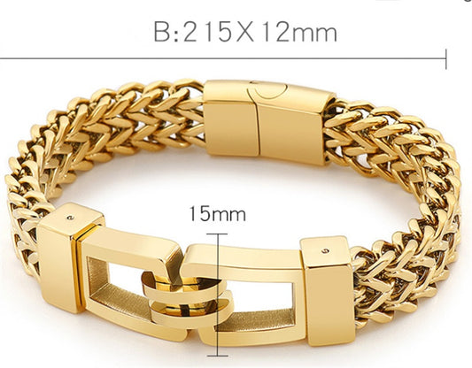 Rock Hip Hop Hand In Hand Men's Titanium Steel Bracelet - FASHIONKULTUR