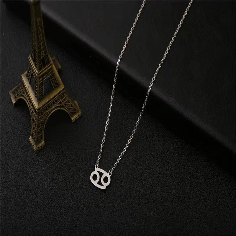 Twelve Constellation Pendant Necklace Simple Titanium Steel Clavicle Chain - FASHIONKULTUR