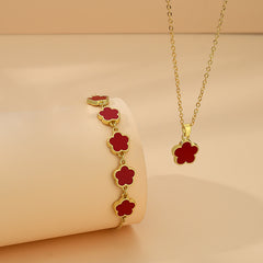 Lucky Five Petal Flower Bracelet And Necklace Cross-border Hot Sale Five Leaves Flower Set - FASHIONKULTUR