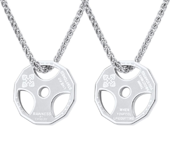 U7 sport jewelry stainless steel men fitness barbell gym necklace - FASHIONKULTUR