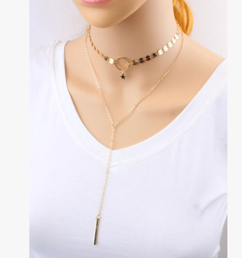 Star Goddess Duo Layering Choker Necklace - FASHIONKULTUR