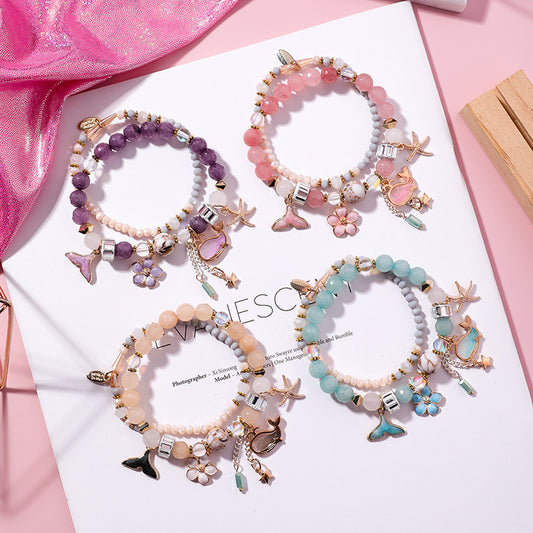 Whale tail bracelet double elastic personality retro flower starfish national wind jewelry - FASHIONKULTUR