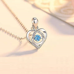 S925 Beating Heart-shaped Necklace Women Luxury Love Rhinestones Necklace Jewelry Gift For Valentine's Day - FASHIONKULTUR