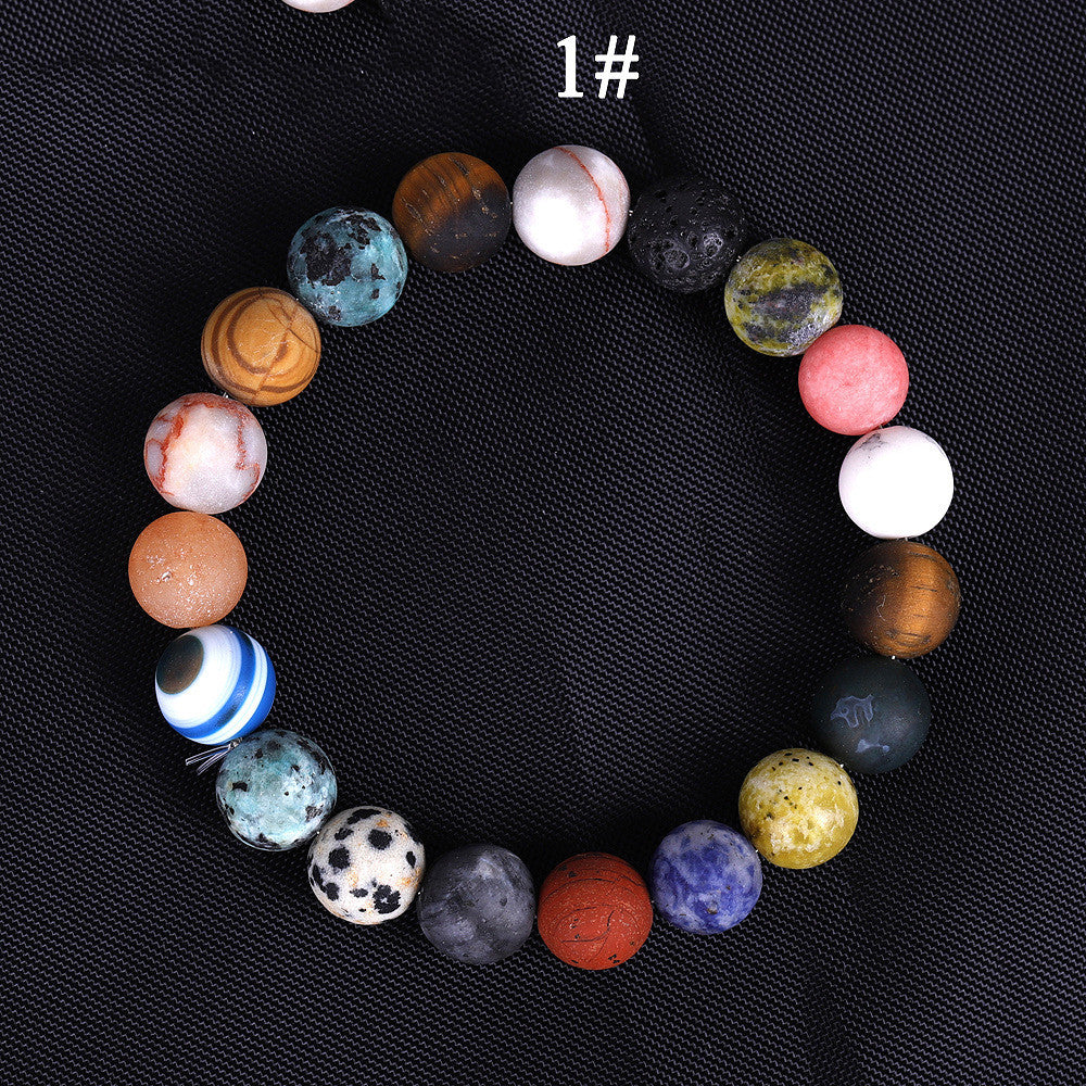 Solar System Eight Stone Planet Bracelet Planets Natural Stone Mala Bead Strand Bracelet For Men Women Handmade Universe Solar Chakra Bracelet Jewelry - FASHIONKULTUR