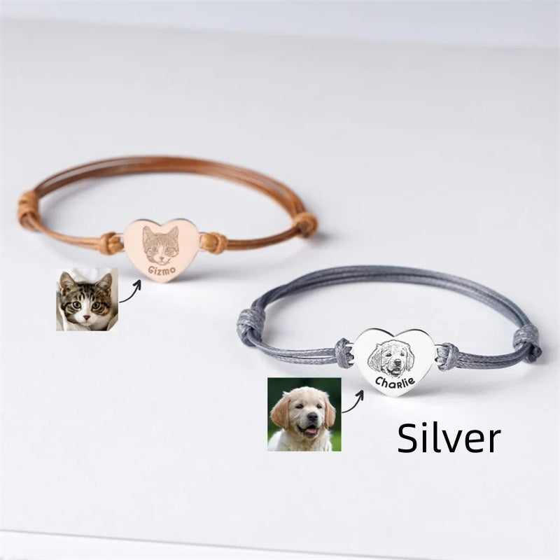 DIY Dogs And Cats Pet Memorial Braided Rope Adjustable Size Custom Bracelet - FASHIONKULTUR