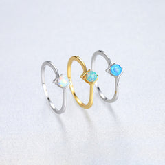 Women's Sterling Silver Ring Korean Version Inlaid Silver Australian Gemstones - FASHIONKULTUR