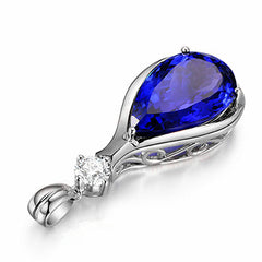 Angel Eyes Blue Crystal Sapphire Tanzanite Pendant Necklaces For Women Jewelry Bijoux Party Fashion Gifts