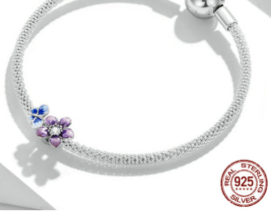 Sterling Silver S925 Beaded Bracelet White Gold Plated Colorful Beads - FASHIONKULTUR