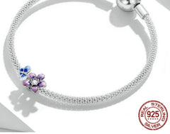 Sterling Silver S925 Beaded Bracelet White Gold Plated Colorful Beads - FASHIONKULTUR