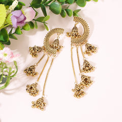 Niche Design Stud Earrings Ornament Vintage Ethnic Style Hollow Bell Pendant