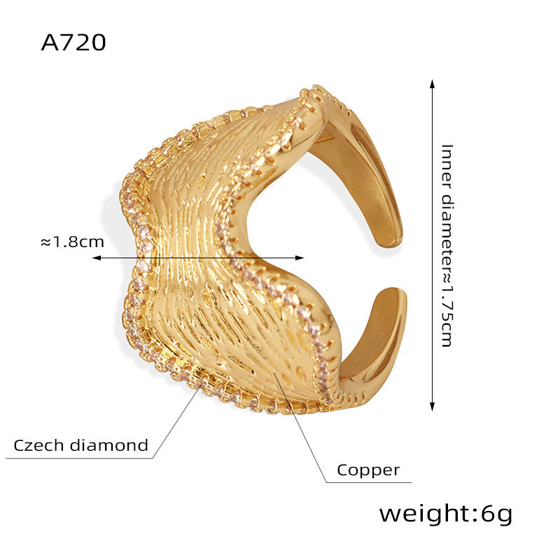 Women's Irregular Geometric Texture Concave Convex Ring - FASHIONKULTUR