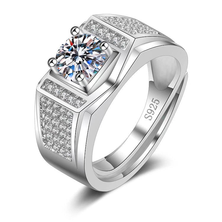 Moissanite Classic Six-claw 1 Karat Open Ring - FASHIONKULTUR