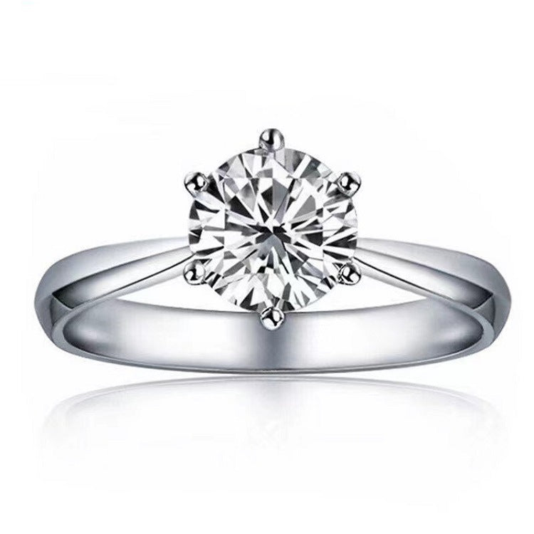 Moissanite Classic Six-claw 1 Karat Open Ring - FASHIONKULTUR