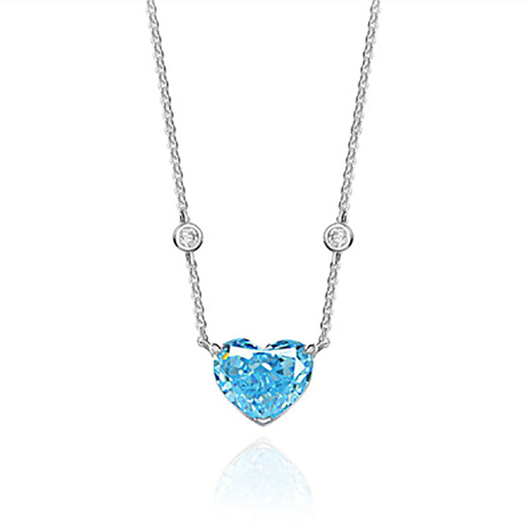 Ocean Blue Heart-shaped Zircon S925 Sterling Silver - FASHIONKULTUR