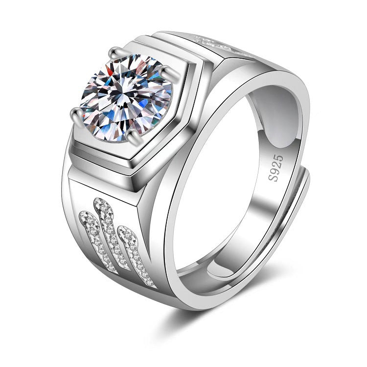 Moissanite Classic Six-claw 1 Karat Open Ring - FASHIONKULTUR