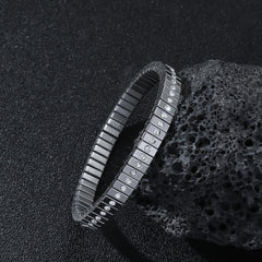 Cold Stainless Steel Diamond Elastic Bracelet For Men