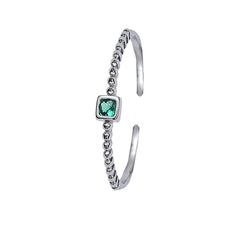 S925 Sterling Silver Classic Green Zirconium Diamond Micro-inlaid All-match Ring - FASHIONKULTUR