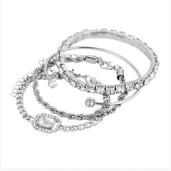 Fashion Jewelry 4 Pcs Crystal Bracelet Set Bohemian Design For Women Vintage Luxury Twisted Cuff Chains Armband Jewelry Accessories - FASHIONKULTUR