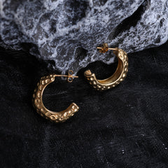 Elegant Water Drop Round Half Circle Crescent Hollow Stainless Steel Earrings - FASHIONKULTUR